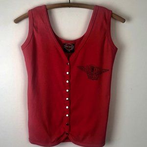 H-D Harley Davidson Vintage 90s Snap front Tank Top Sleeveless